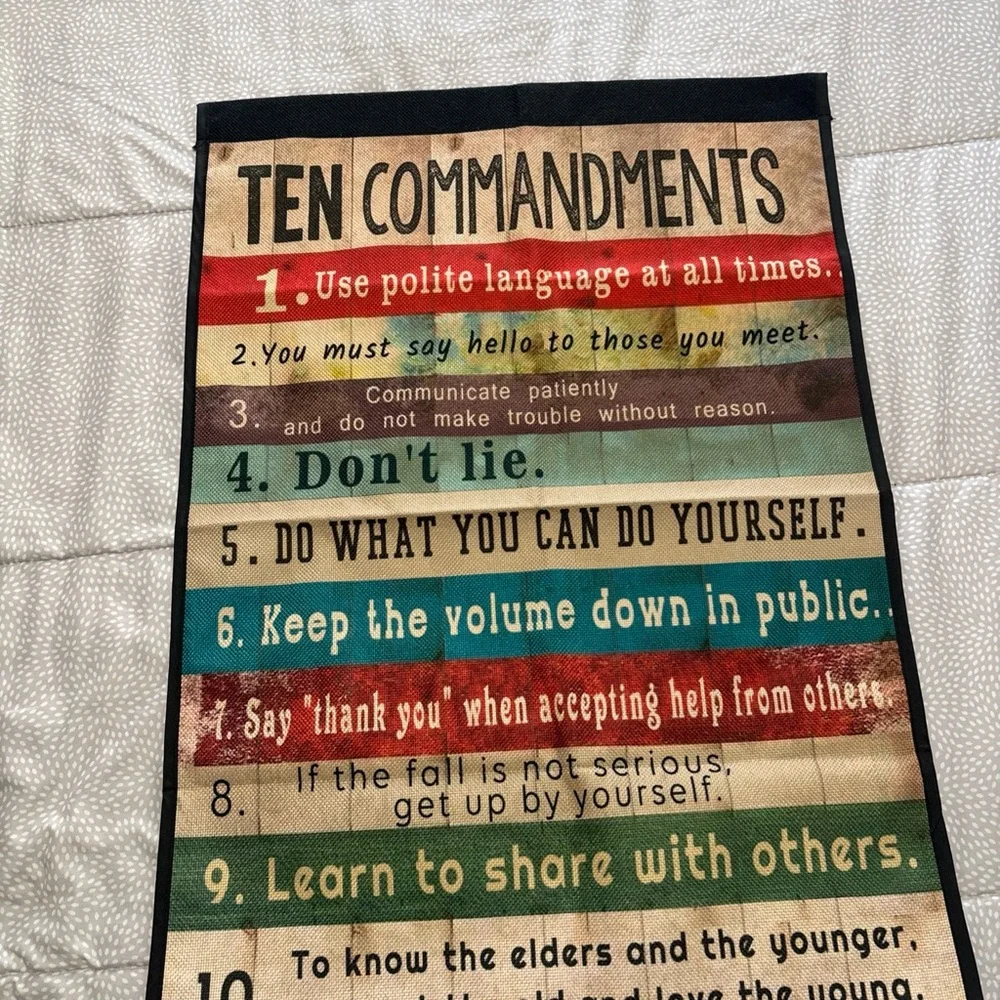 & Other Stories Ten Commandments Wall Art - Red, Teal, Turquoise, Beige, Brown